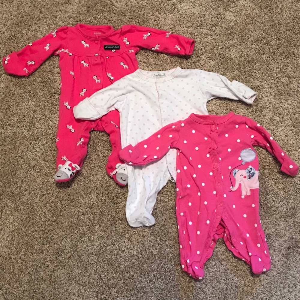 Carters pink and white sleepers